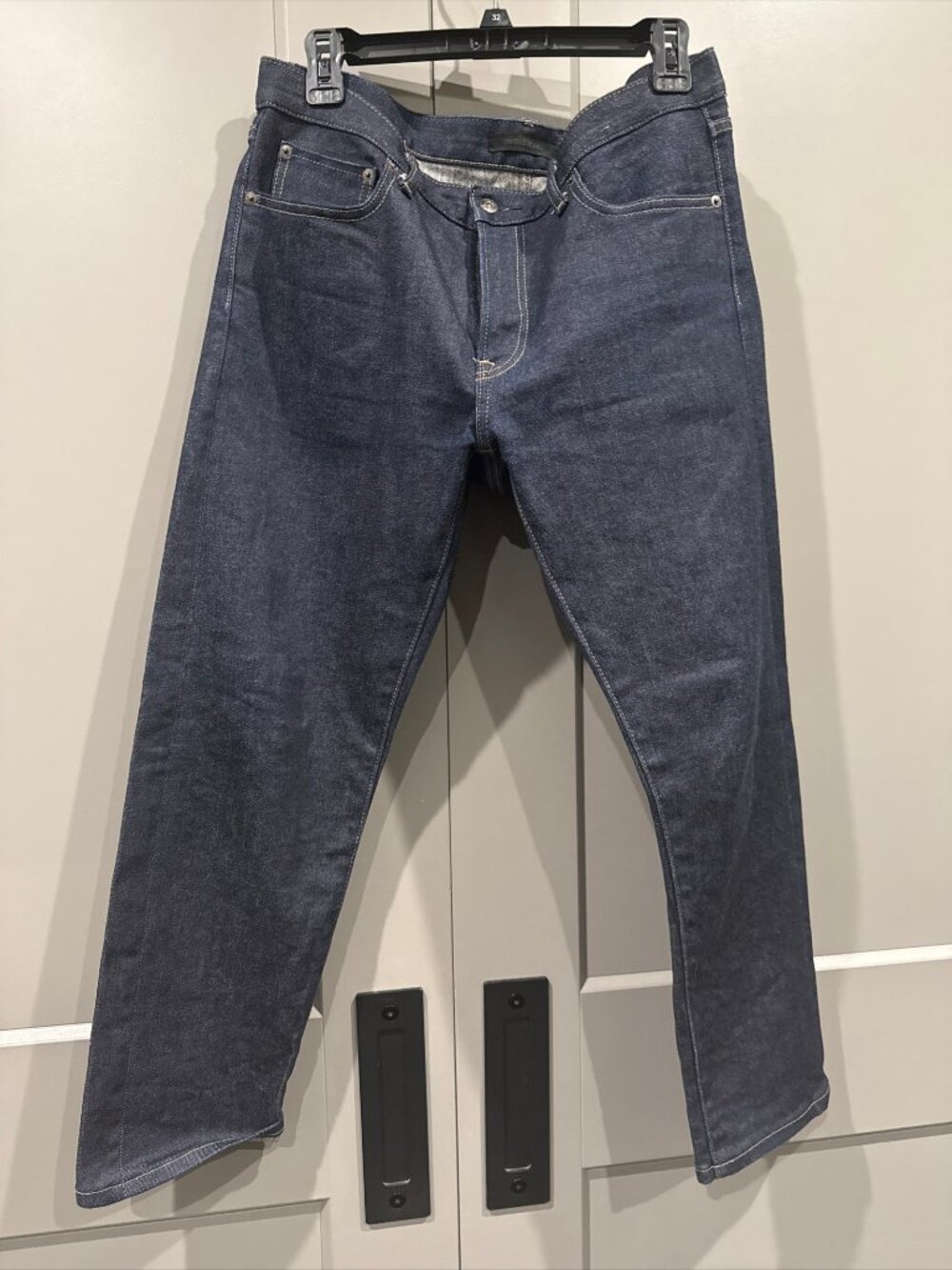 Uniqlo selvedge jeans kaihara dark blue mid rise 35x27* Raw Denim